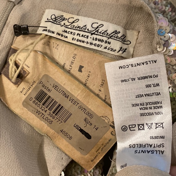 ALLSAINTS - NWT - ‘Velutina’ vest: weighted iridescent sequined, zip, lined - 14 - Picture 6 of 16